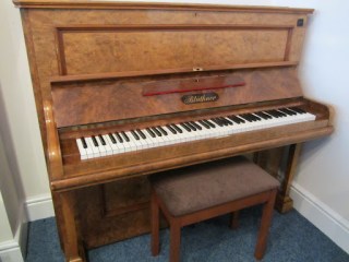 Burr Walnut Bluthner Upright Piano For Sale 